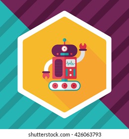 robot concept flat icon with long shadow,eps10
