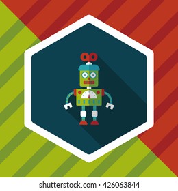 robot concept flat icon with long shadow,eps10