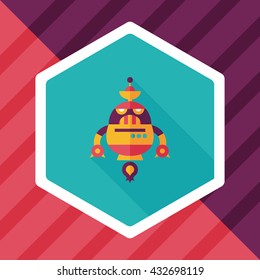 robot concept flat icon with long shadow,eps10