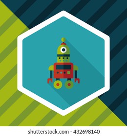 robot concept flat icon with long shadow,eps10