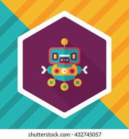 robot concept flat icon with long shadow,eps10