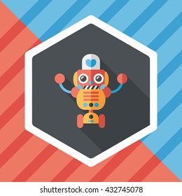 robot concept flat icon with long shadow,eps10