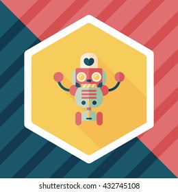 robot concept flat icon with long shadow,eps10