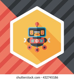 robot concept flat icon with long shadow,eps10