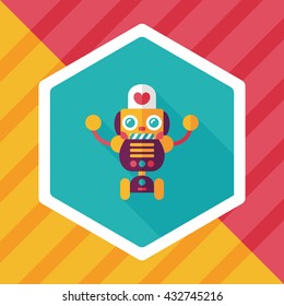 robot concept flat icon with long shadow,eps10