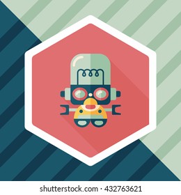 robot concept flat icon with long shadow,eps10
