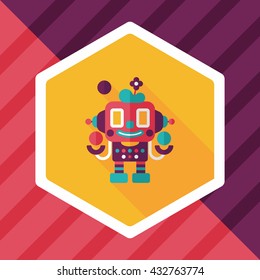 robot concept flat icon with long shadow,eps10
