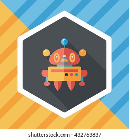 robot concept flat icon with long shadow,eps10