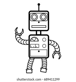 robot concept flat, line icon black and white eps10