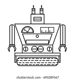 robot concept flat, line icon black and white eps10