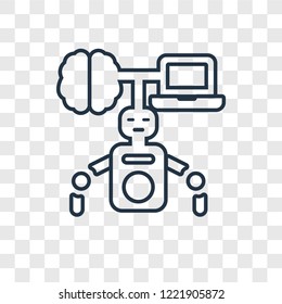 Robot concept vector linear icon isolated on transparent background, Robot concept transparency concept in outline style