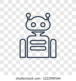 Robot concept vector linear icon isolated on transparent background, Robot concept transparency concept in outline style