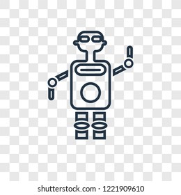 Robot concept vector linear icon isolated on transparent background, Robot concept transparency concept in outline style