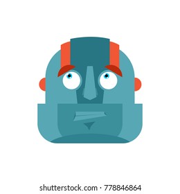 Robot confused emoji oops face avatar. Cyborg perplexed emotions. Robotic surprise. Vector illustration