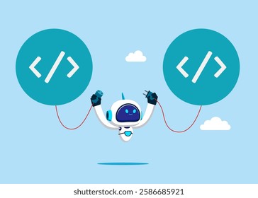 Robot connect socket between coding program. API, application programming interface to connect between software, coding to exchange information for website. 