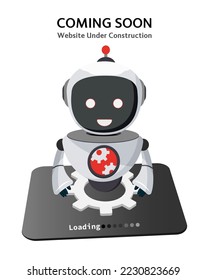Robot construction character vector design. Mascot ai technology for website under construction, maintenance and upgrade. Vector Illustration.
