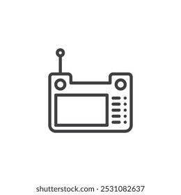 Robot Controller line icon. linear style sign for mobile concept and web design. Remote control with display and antenna outline vector icon. Symbol, logo illustration. Vector graphics