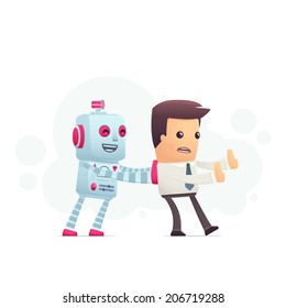 robot controls man. conceptual illustration