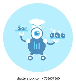 Robot Cook Icon Modern Robotic Mechanism Vector Illustration
