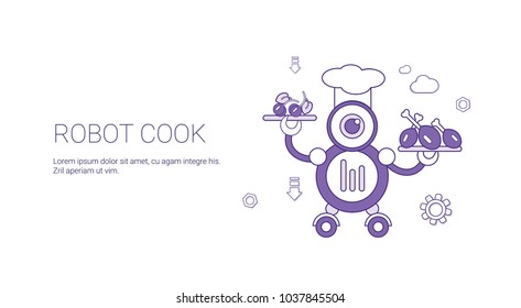 Robot Cook Technology Concept Template Web Banner With Copy Space Vector Illustration