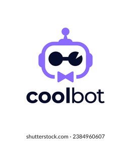 ROBOT COOL GLASSES FASHION AUTOMATIC CYBORG LOGO VECTOR ICON ILLUSTRATION