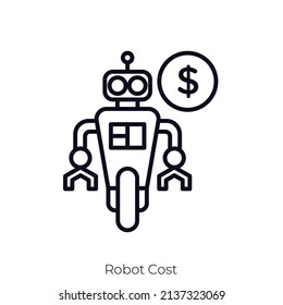 Robot Cost icon. Outline style icon design isolated on white background
