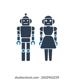 Robot couple Icon On White Background