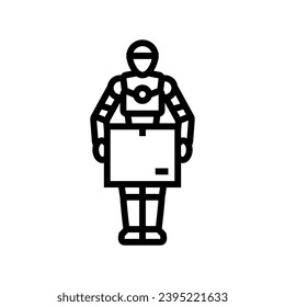 Roboter Kurier autonomer Lieferlinie Symbol Vektorgrafik. Roboterkurier autonomes Lieferzeichen. isoliertes Kontursymbol