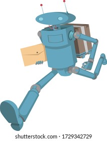 Robot Courier aislado en blanco.