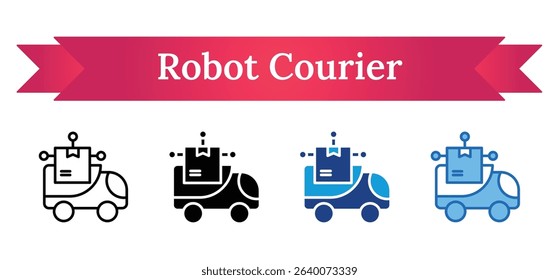 Robot Courier Multi Style - Robot truck carrying parcel representing automated delivery and smart logistics