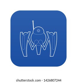 Robot crab icon blue vector isolated on white background