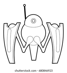 Robot crab icon in outline style isolated on white vector illustration