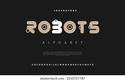 Robot creative modern geometric urban alphabet font. Digital abstract futuristic, game, techno, robot, music, logo, sport, minimal technology typography. Simple numeric vector illustration