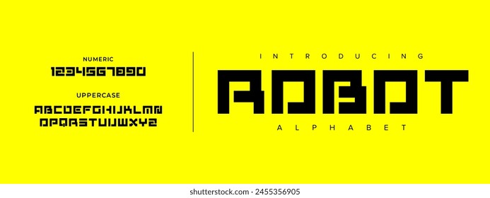 Robot Creative simple modern urban alphabet font. Digital abstract futuristic, logo, music, sport, minimal technology typography. Simple numeric vector illustration