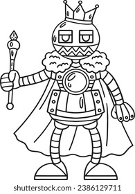 Robot with a Crown and Scepter Isolated Coloring