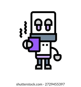 robot cup of coffee color icon vector. robot cup of coffee sign. isolated symbol illustration