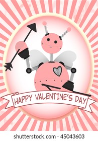 Robot Cupid wish Happy Valentine's Day Vector
