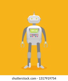 Robot. Customer support service chat bot. Flat vector illustration