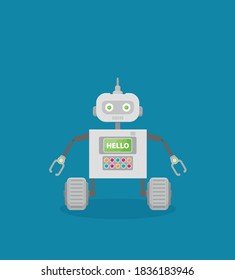 Robot. Bot de chat del servicio de asistencia al cliente. Ilustración vectorial plana