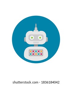 Robot. Customer support service chat bot. Flat vector illustration
