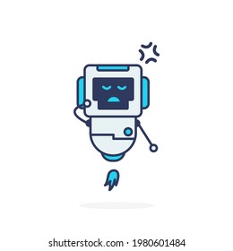 Robot cute character illustration curious angry simple pose