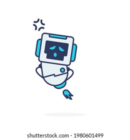 Robot cute character simple pose angry