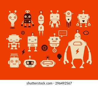 Robot cute icons and characters