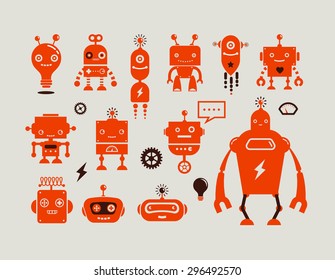 Robot cute icons and characters