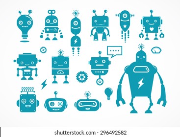 Robot cute icons and characters