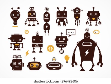 Robot cute icons and characters