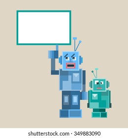 Robot cute icons and characters vector illustration