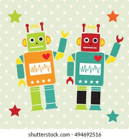 robot cute icons and characters vector illutration