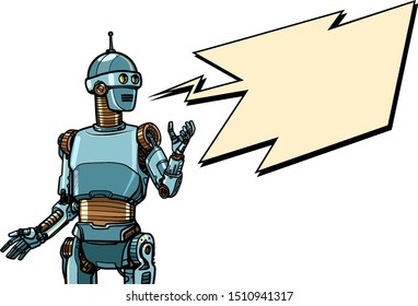 robot Cyber Monday advertising poster. Pop art retro vector illustration drawing vintage kitsch