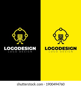 diseño de logotipo amarillo robot diseño de vectores de logotipo moderno y mínimo